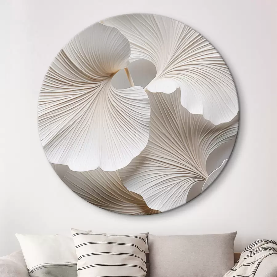 Schilderijen Witte ginkgo biloba-bladeren met gedetailleerde nerven, zachte verlichting, elegant en minimalistisch ontwerp met textuur r46705