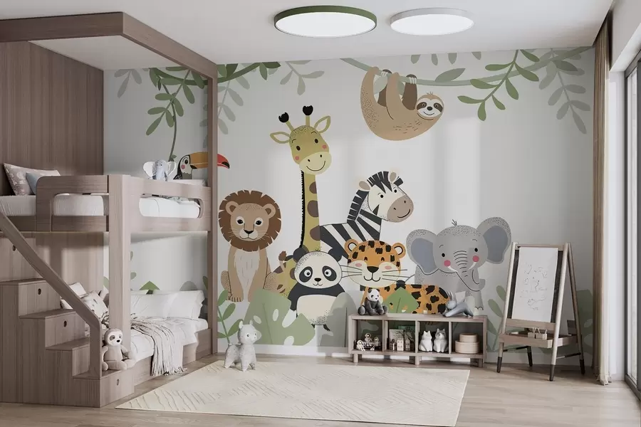 Fotobehang Sprookjesachtige jungle met dieren w04905
