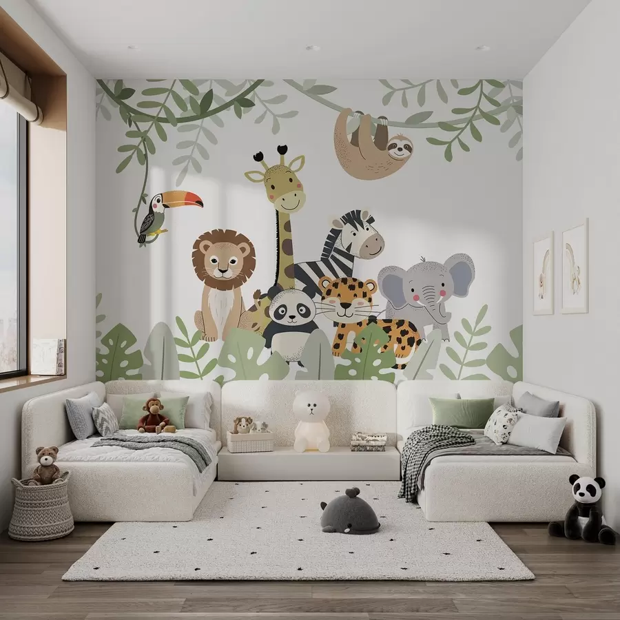 Fotobehang Sprookjesachtige jungle met dieren w04905