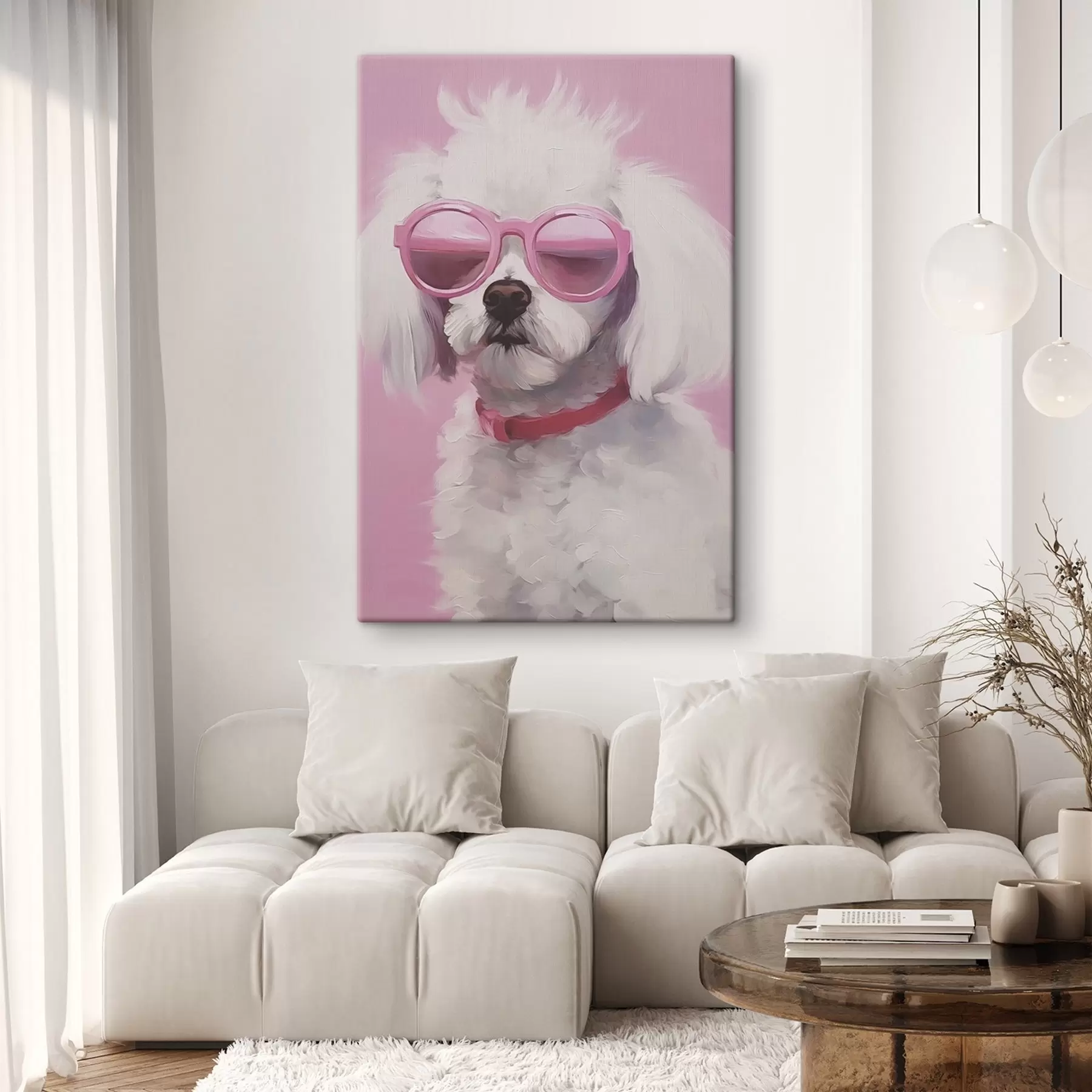  Schilderijen Een kleine hond met een bril is een imitatie van een schilderij s46722