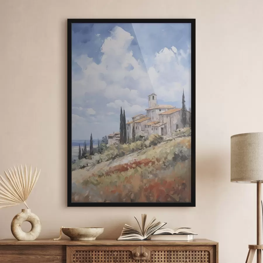 Fotobehang Landelijke landschap imitatie van schilderkunst f46716