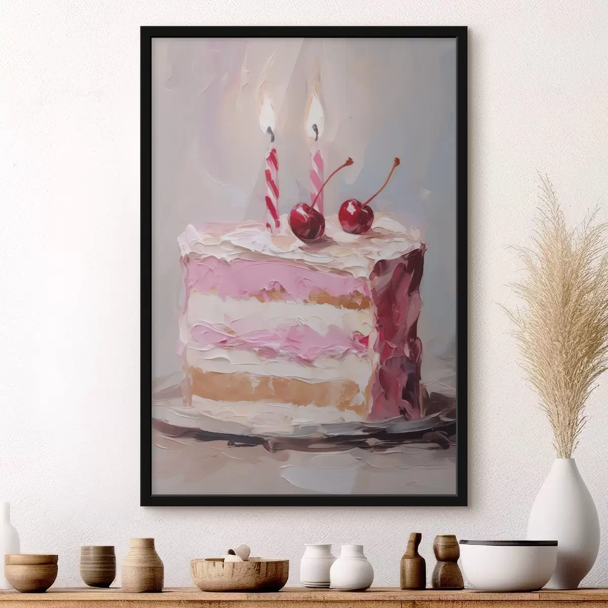 Poster Een stuk cake dat een schilderij imiteert f46718