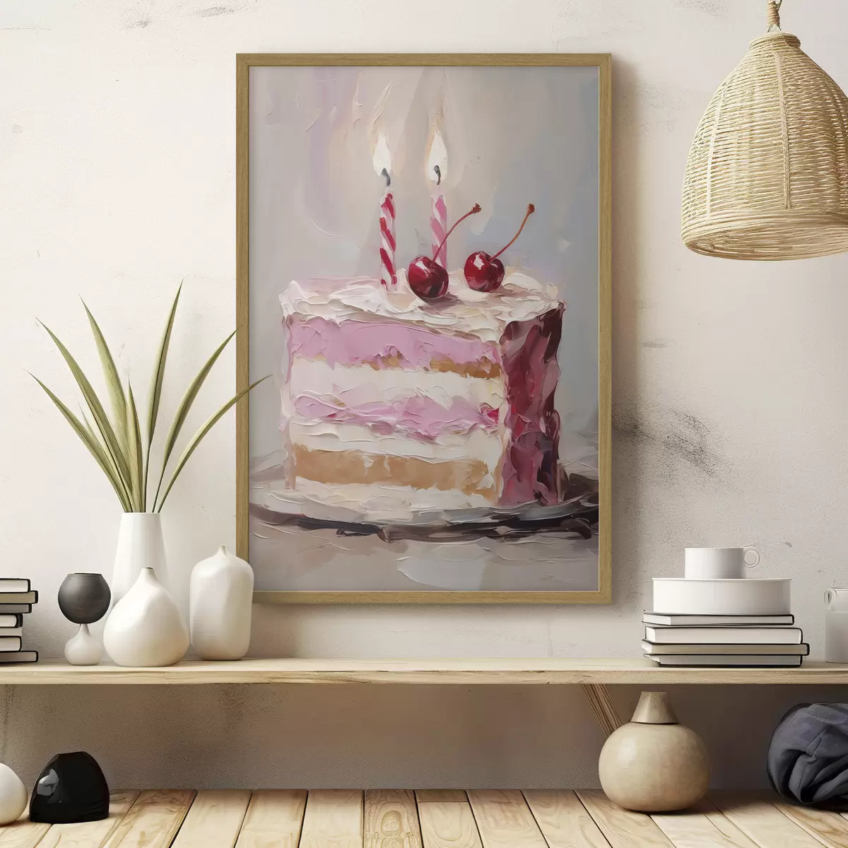 Poster Een stuk cake dat een schilderij imiteert f46718