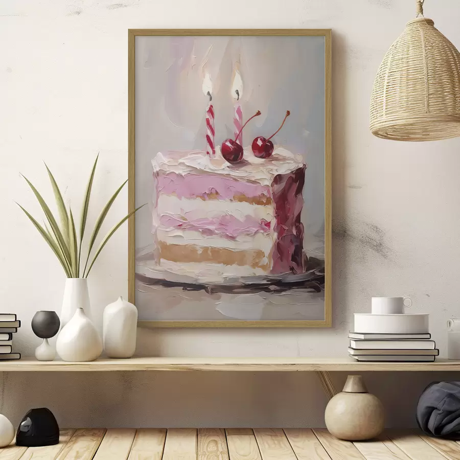 Fotobehang Een stuk cake dat een schilderij imiteert f46718