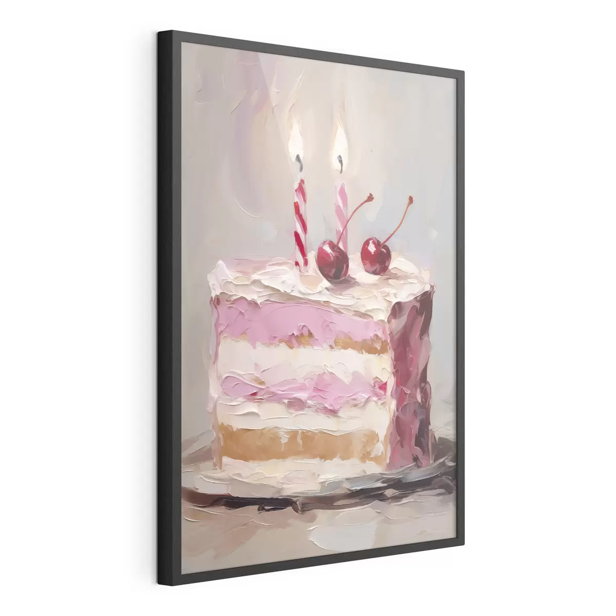Poster Een stuk cake dat een schilderij imiteert f46718