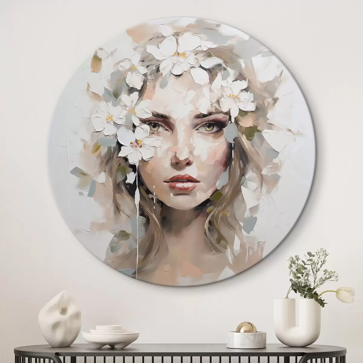 Ronde schilderijen Abstract portret imitatie van schilderij r46749