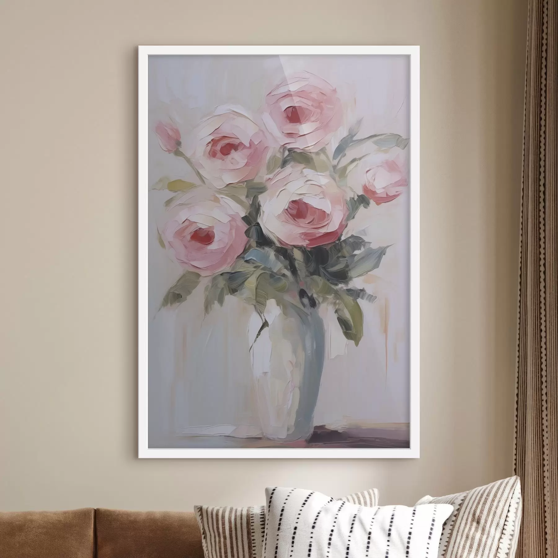 Fotobehang Rozen in een vaas imitatie schilderij f46742