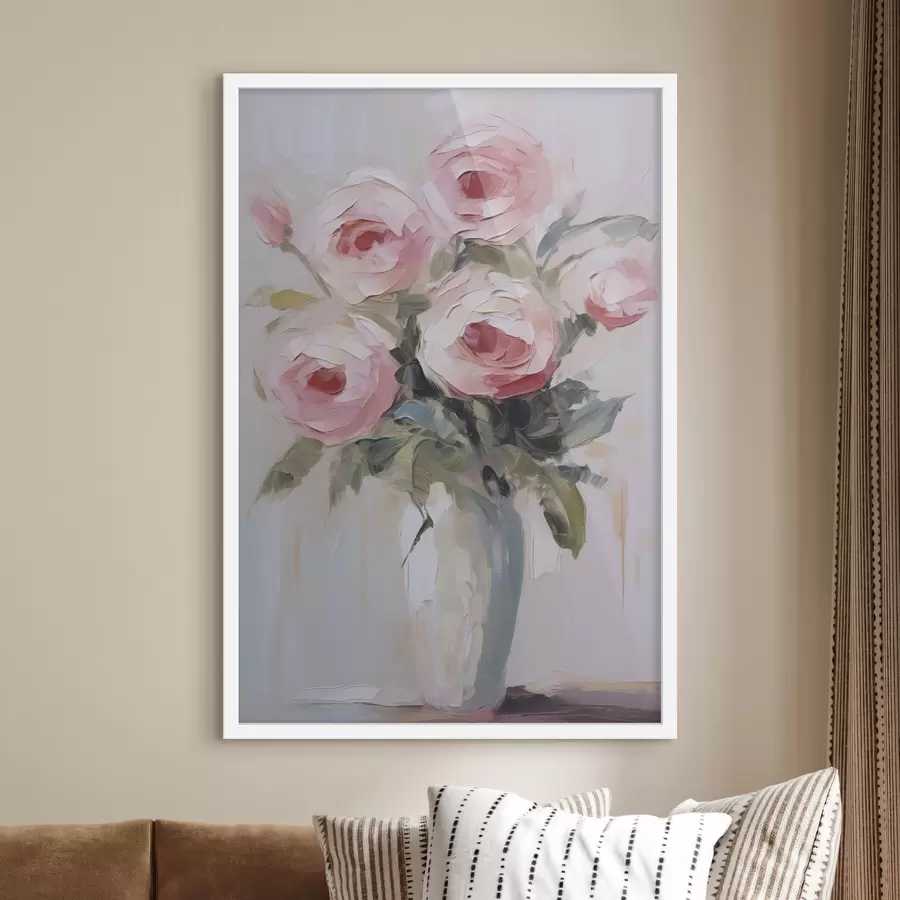 Fotobehang Rozen in een vaas imitatie schilderij f46742
