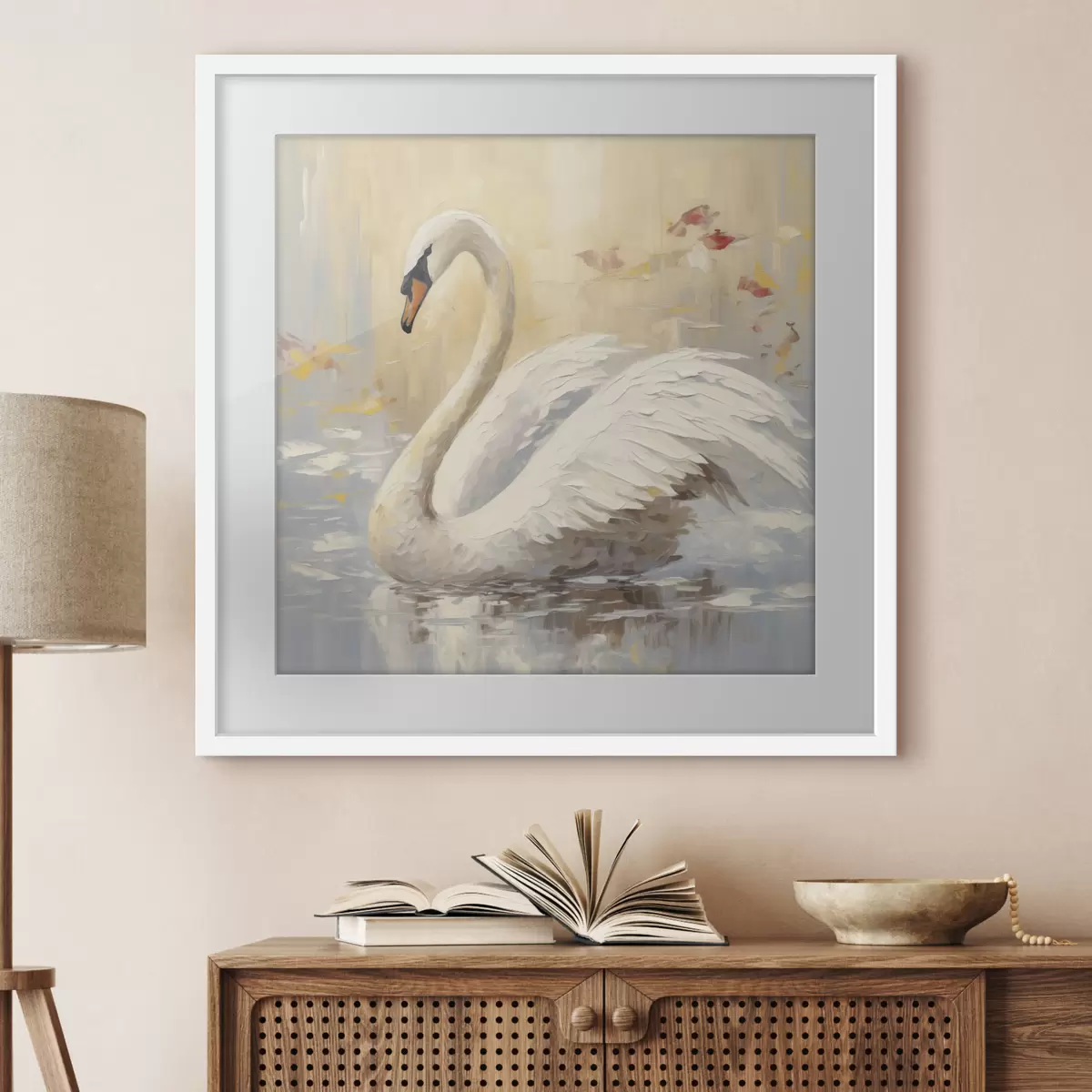Poster Zwaan imitatieschilderij f46748