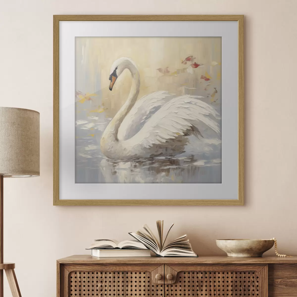Poster Zwaan imitatieschilderij f46748