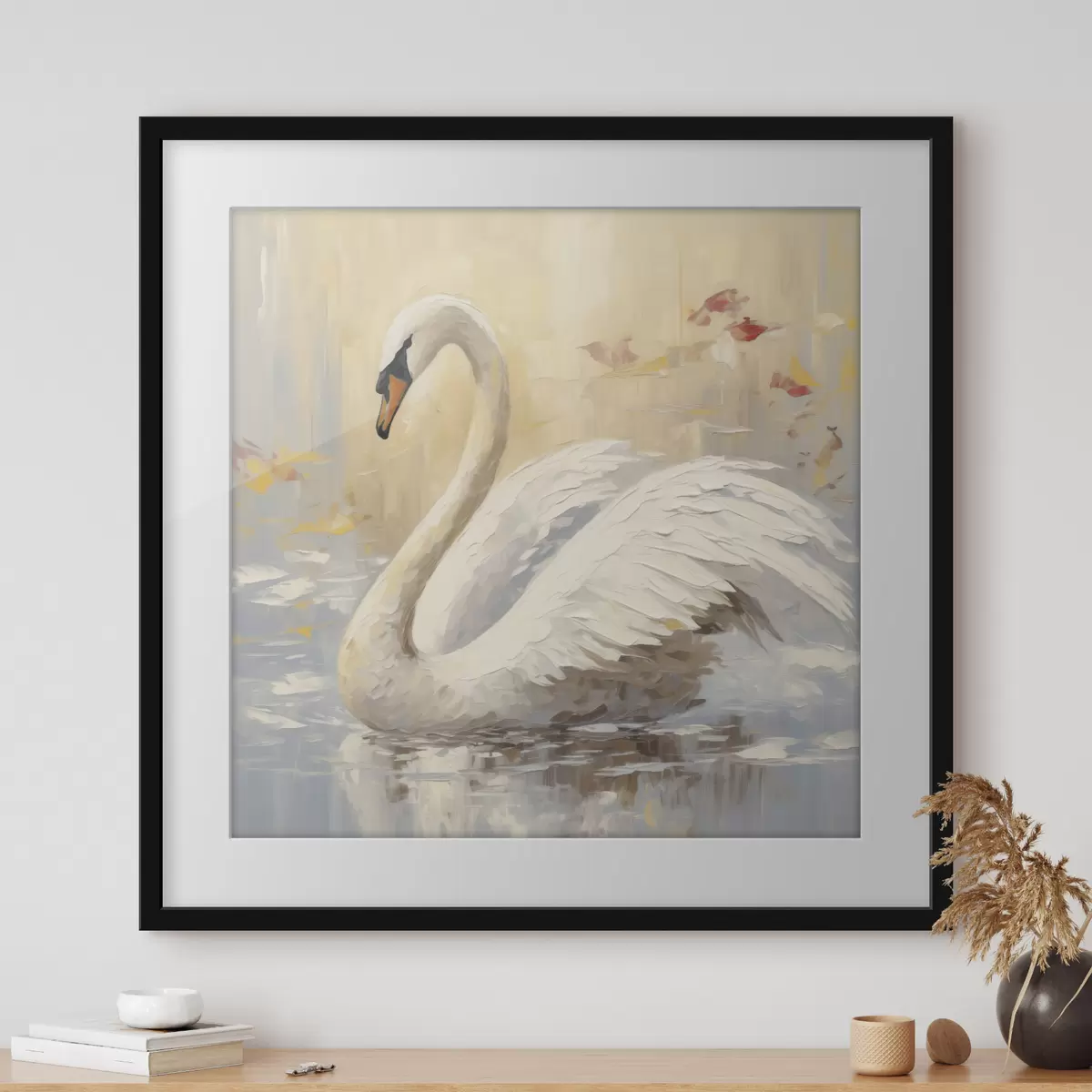 Poster Zwaan imitatieschilderij f46748