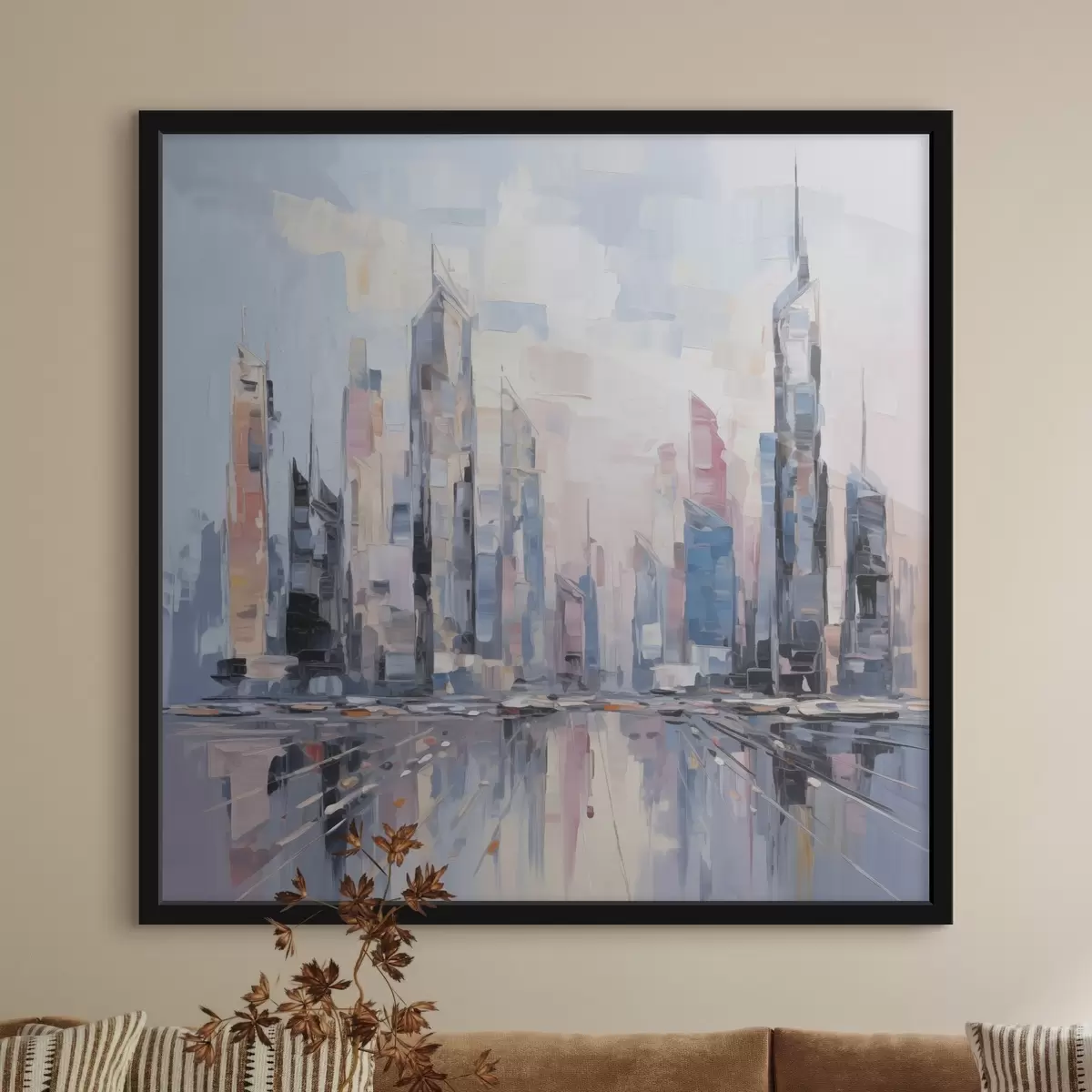 Poster Abstracte imitatie van schilderkunst in de stad f46752