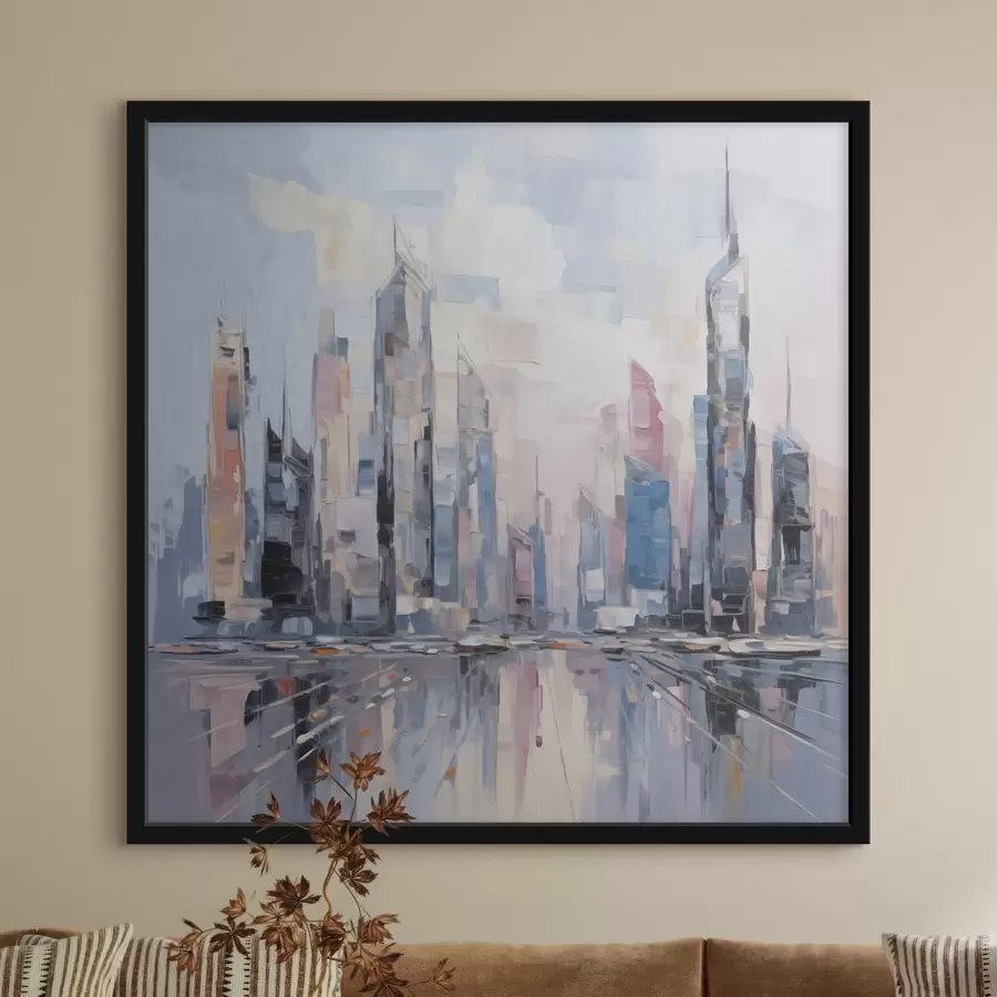 Fotobehang Abstracte imitatie van schilderkunst in de stad f46752