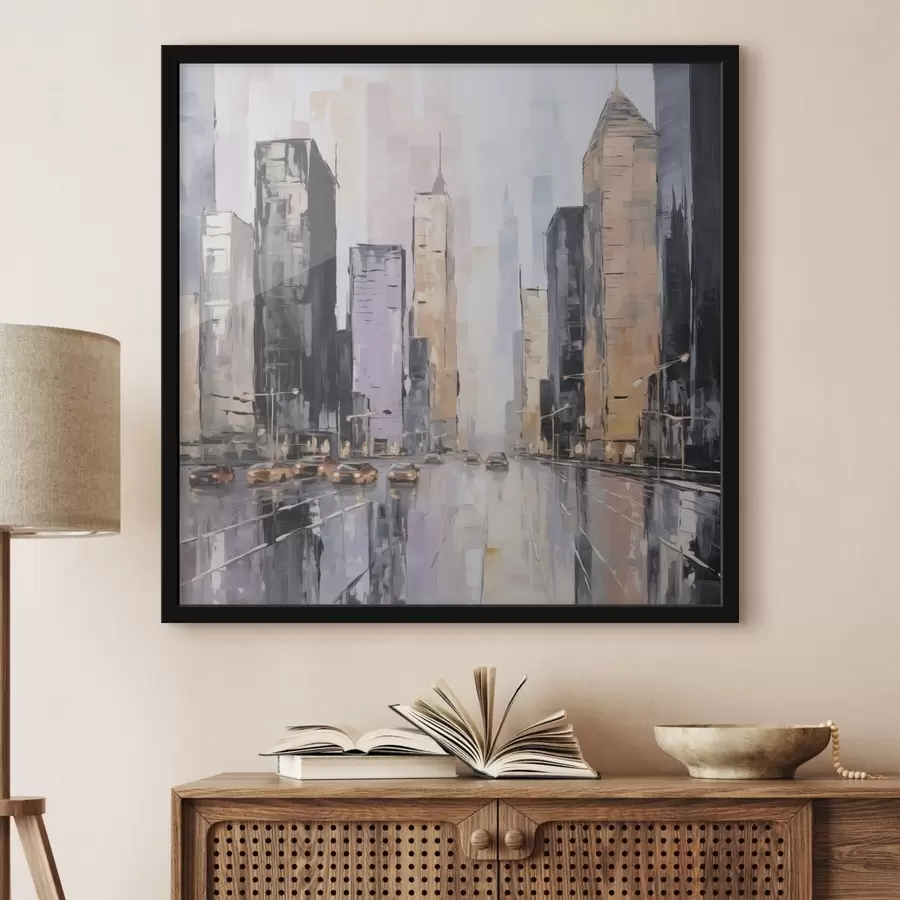 Fotobehang Abstracte imitatie van een stadsgezicht uit de schilderkunst f46753