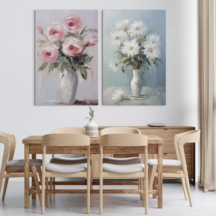  Schilderijen Bloemen in een vaas imitatie schilderij m01027