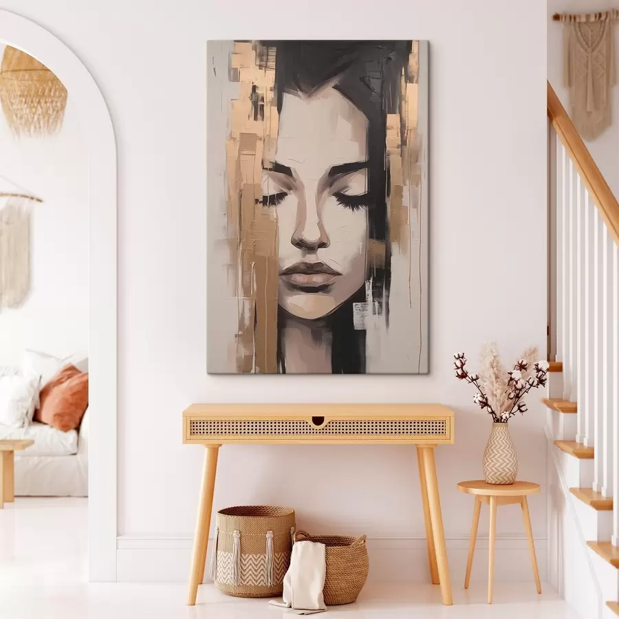  Schilderijen Portret van een vrouw. Abstracte penseelstreken s46733