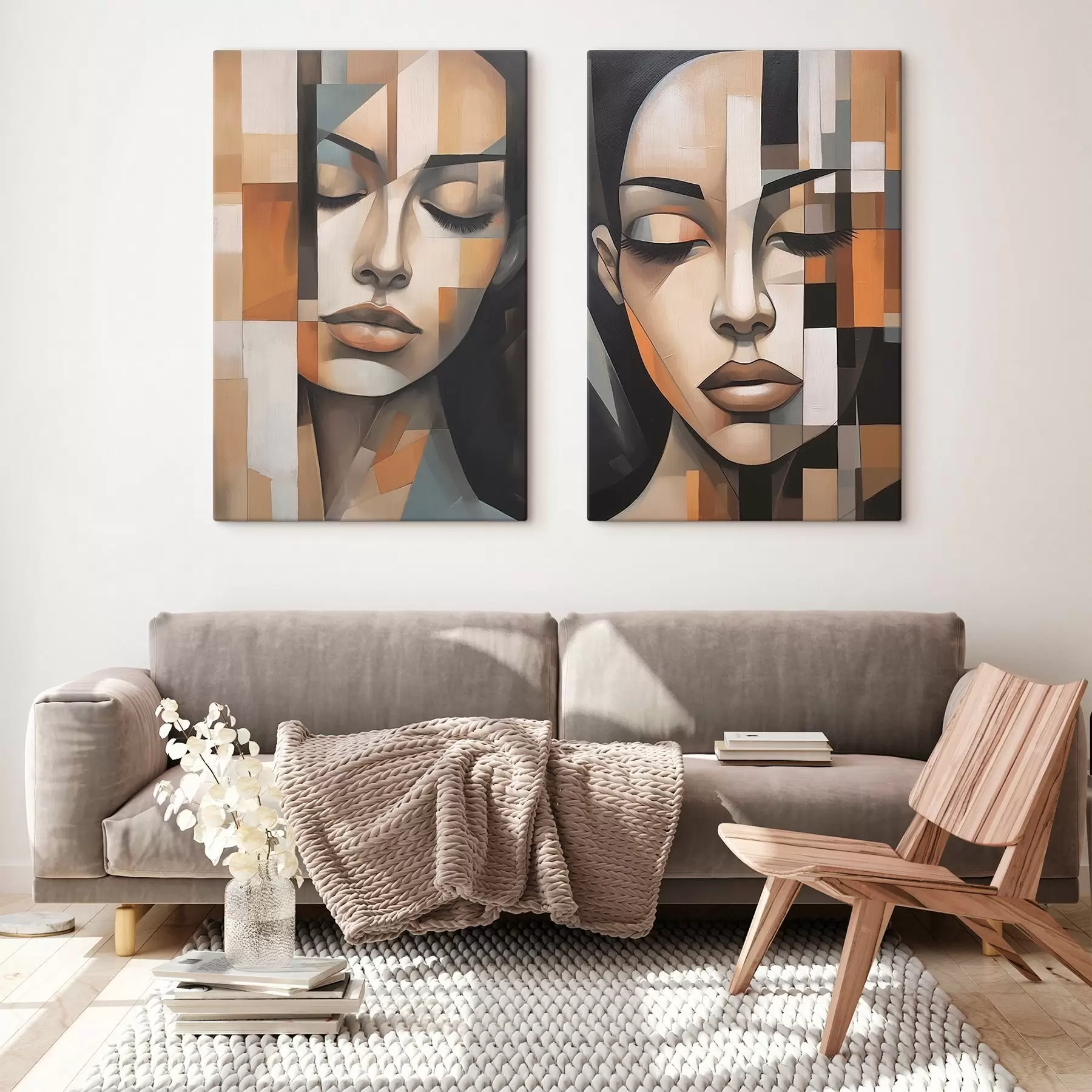  Schilderijen Kubistisch portret van een vrouw m01023