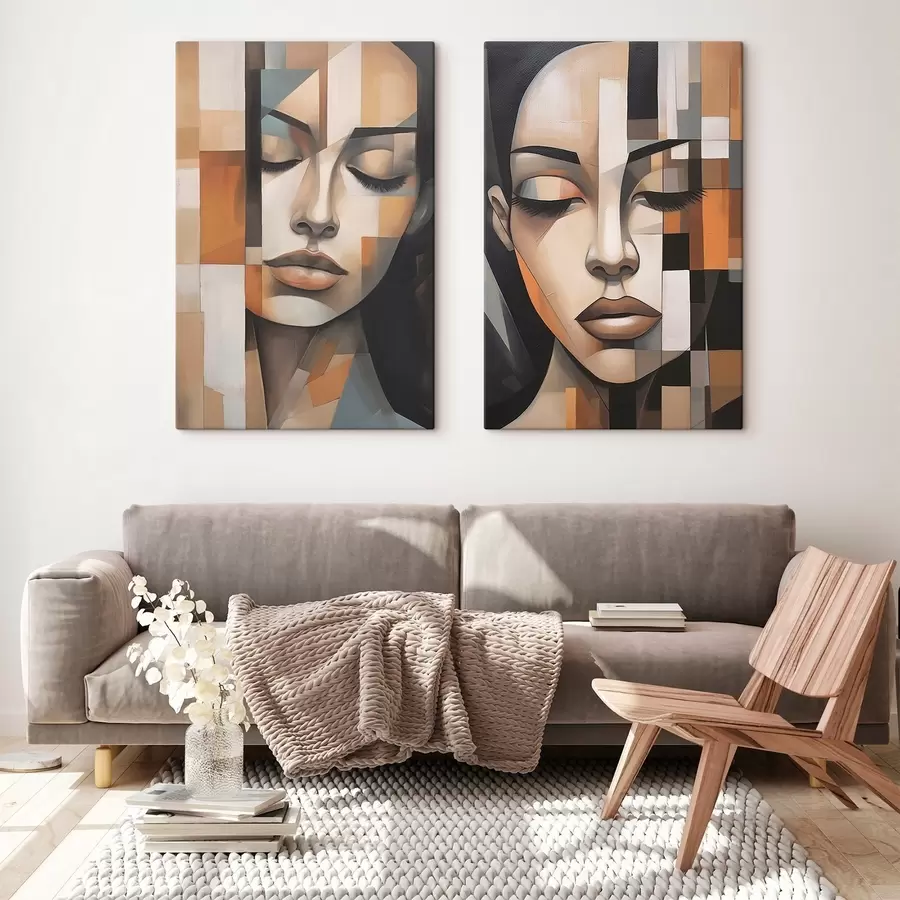  Schilderijen Kubistisch portret van een vrouw m01023