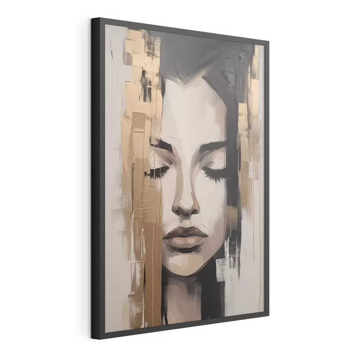 Poster Portret van een vrouw. Abstracte penseelstreken f46733