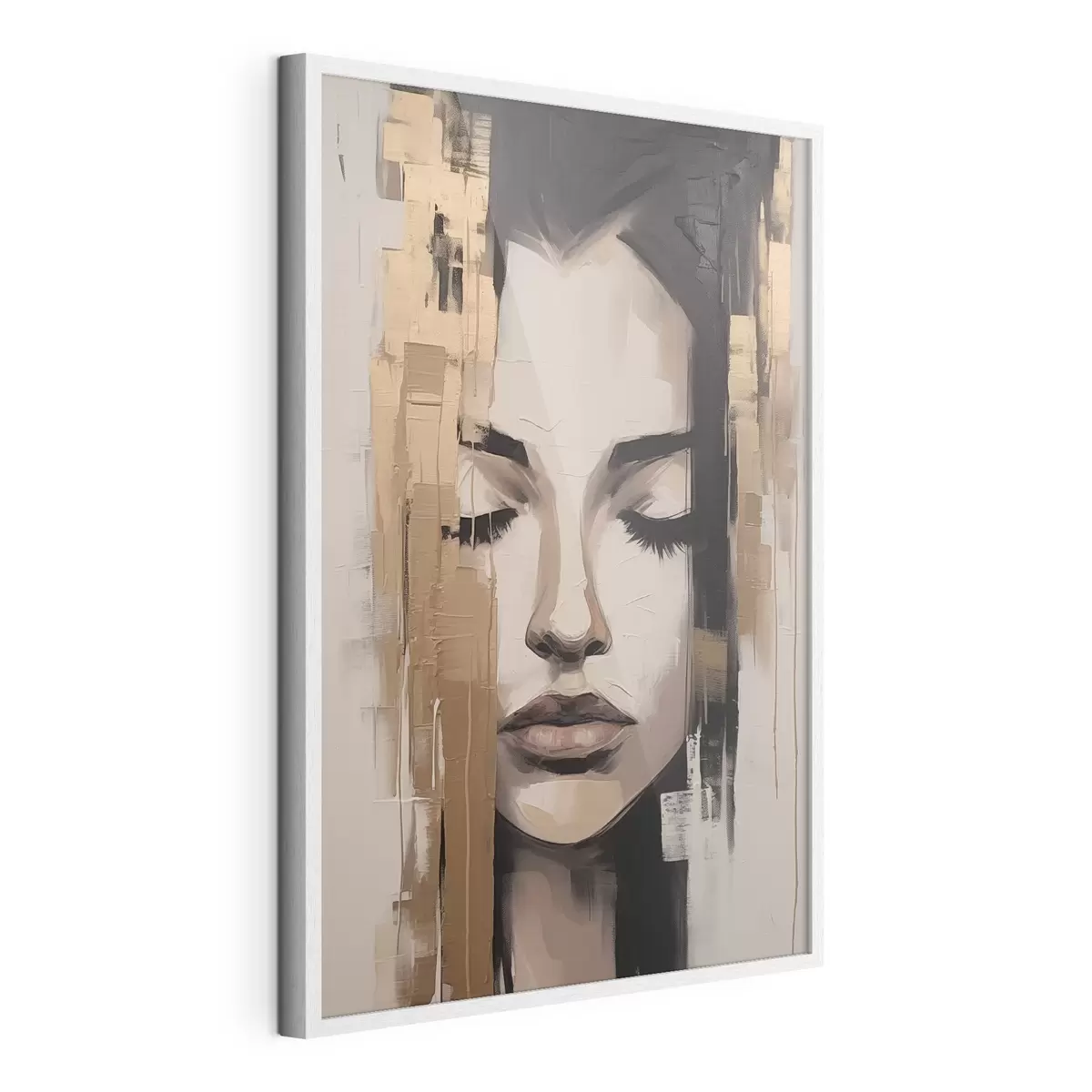 Poster Portret van een vrouw. Abstracte penseelstreken f46733