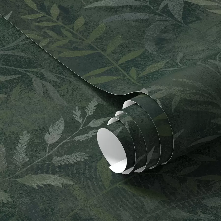 Fotobehang Donkergroene achtergrond met doorschijnende bladeren a00888