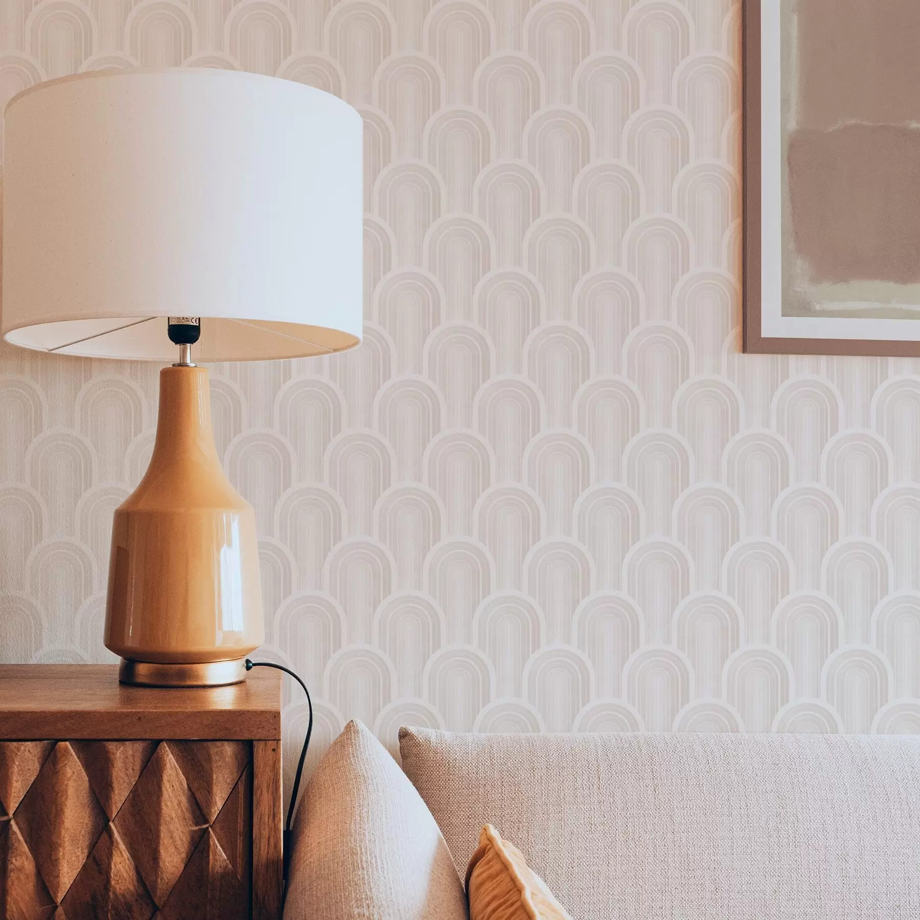 Fotobehang Kleine boogmodules in warme crème-beige tinten a00924