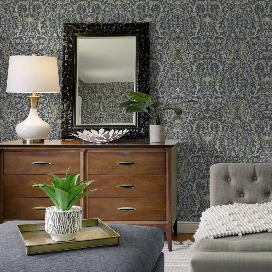 Fotobehang Hetzelfde ornament op een koele grijsblauwe achtergrond a00928v1