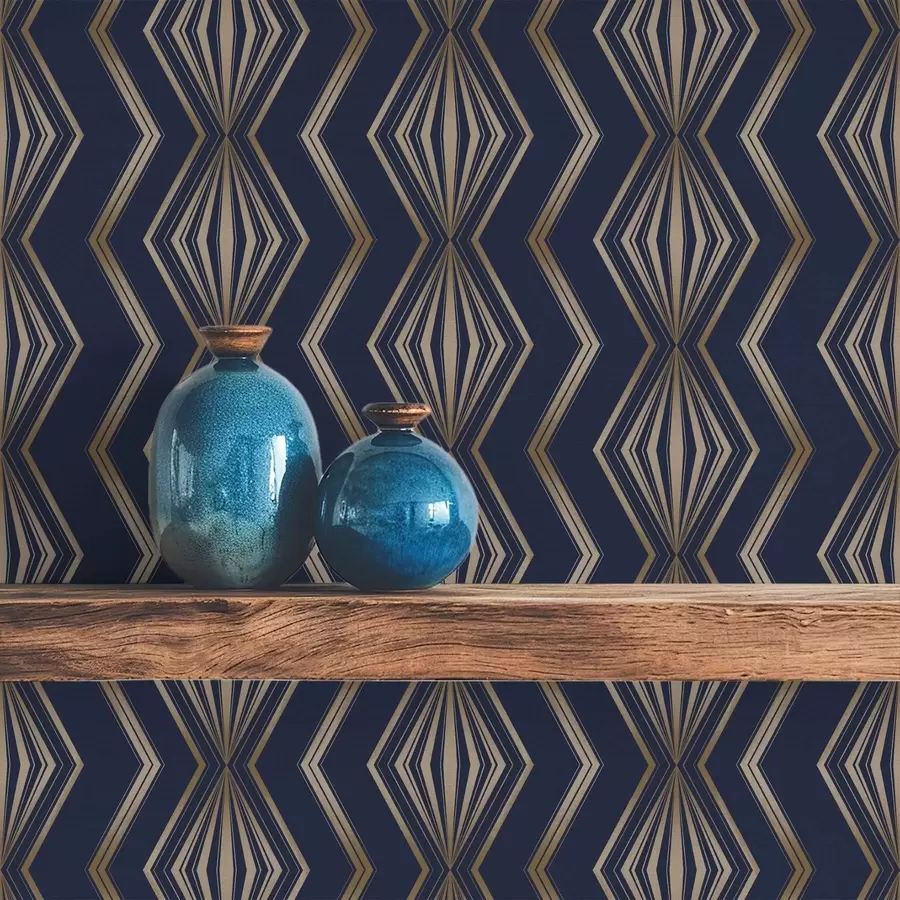 Fotobehang Donkerblauw geometrisch patroon met ruitjes a00973