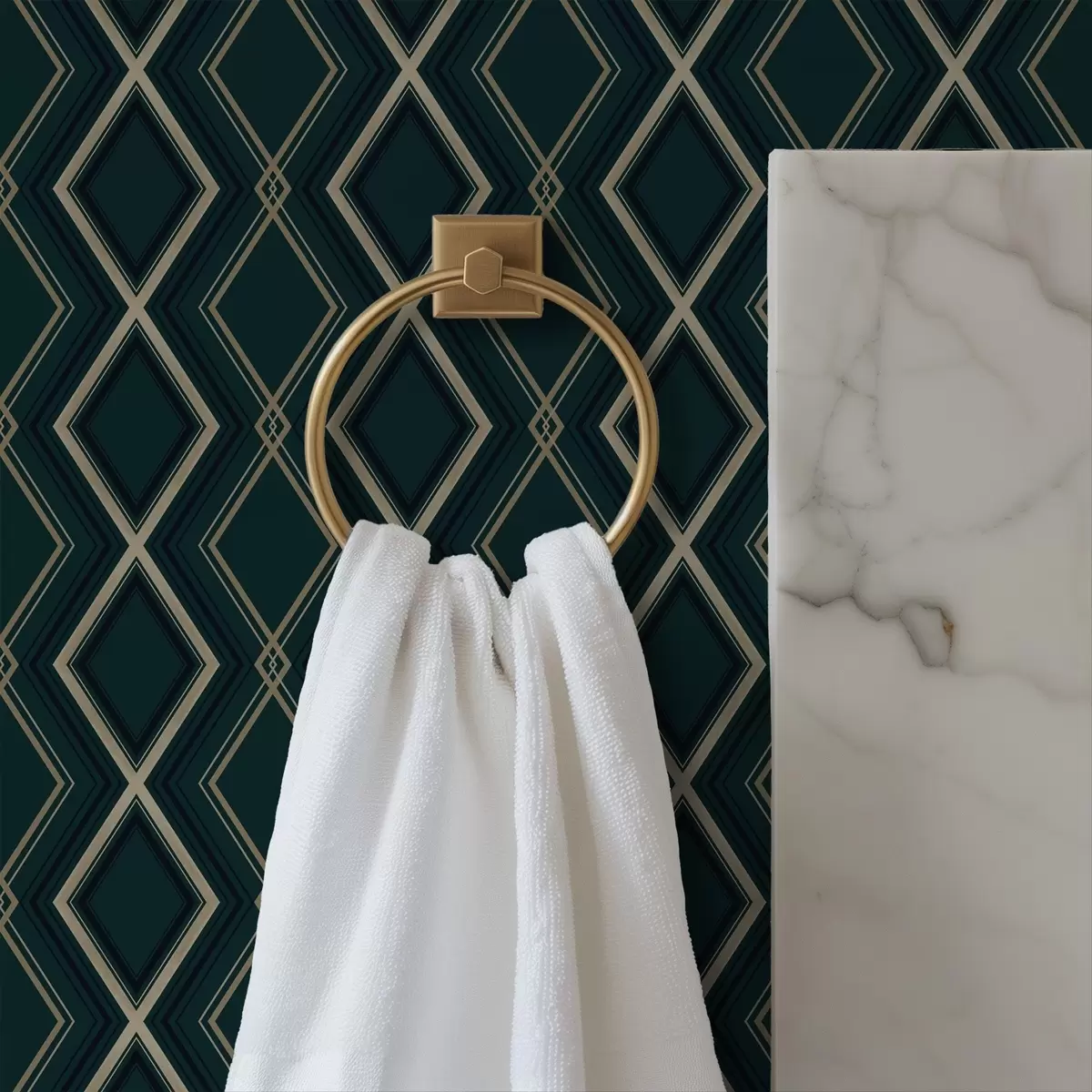 Behang Donkerblauwgroene achtergrond met een herhalend ruitjespatroon a00975v1