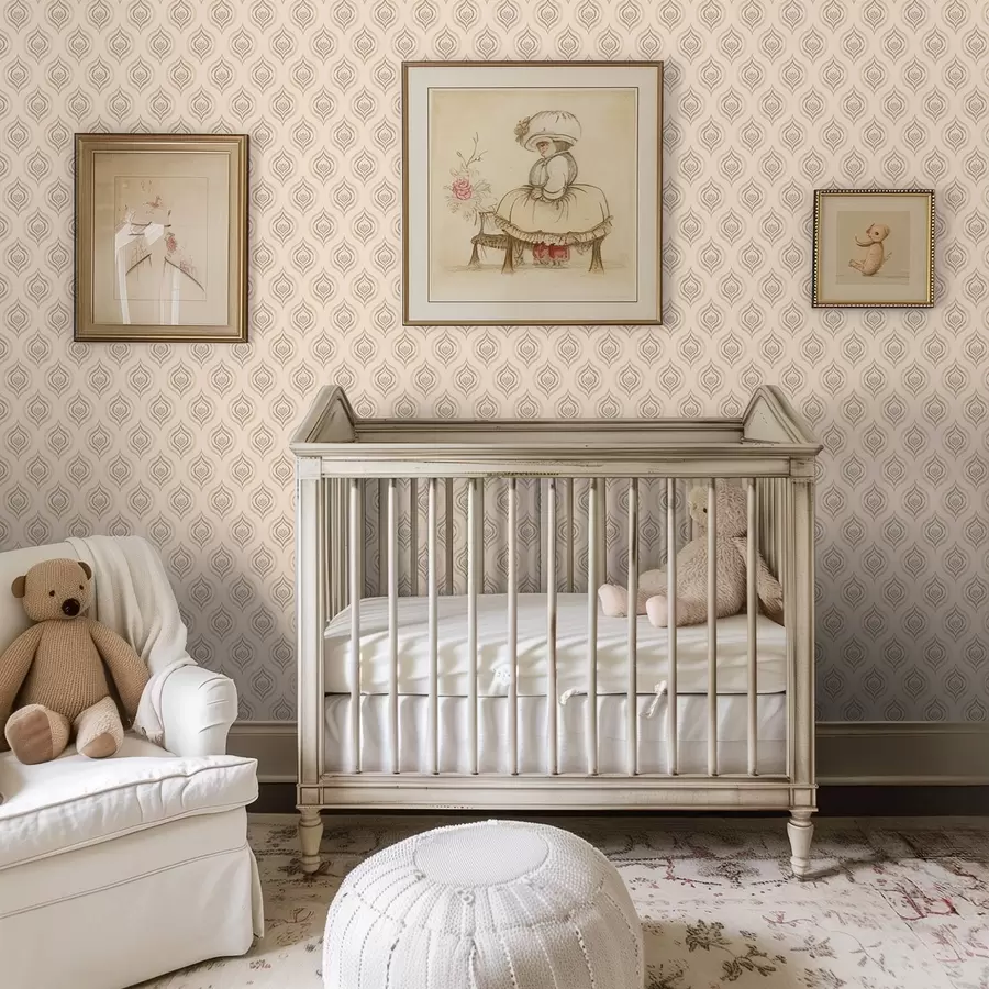 Fotobehang Poederachtige druppelmotieven met een bloem op een warme achtergrond a00977v2