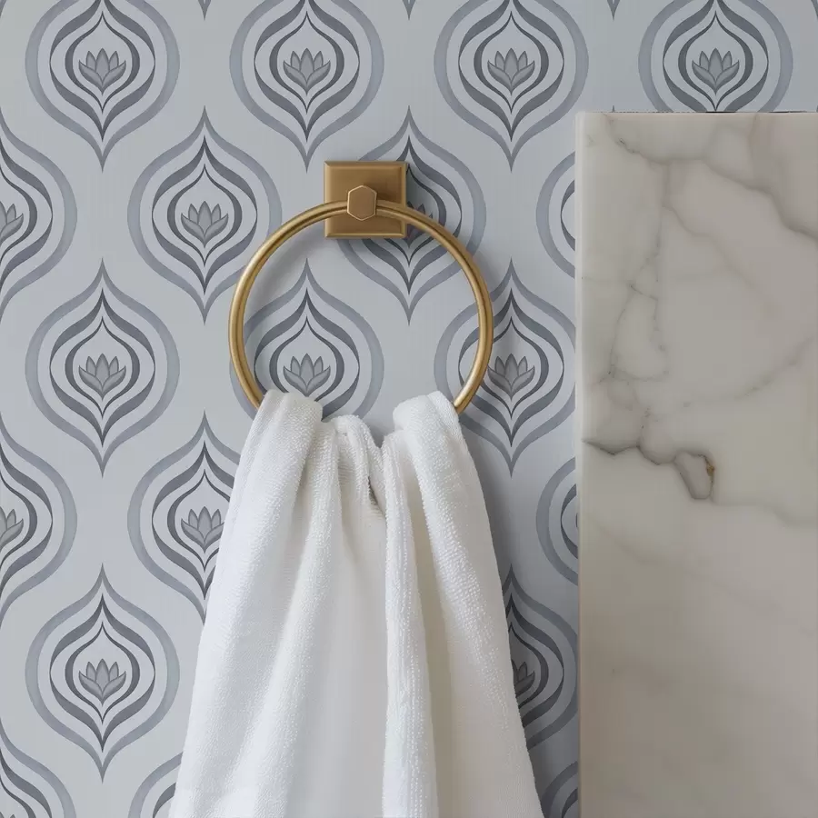 Fotobehang Cool druppelmotief met een bloem in grijsblauwe tinten a00977v3