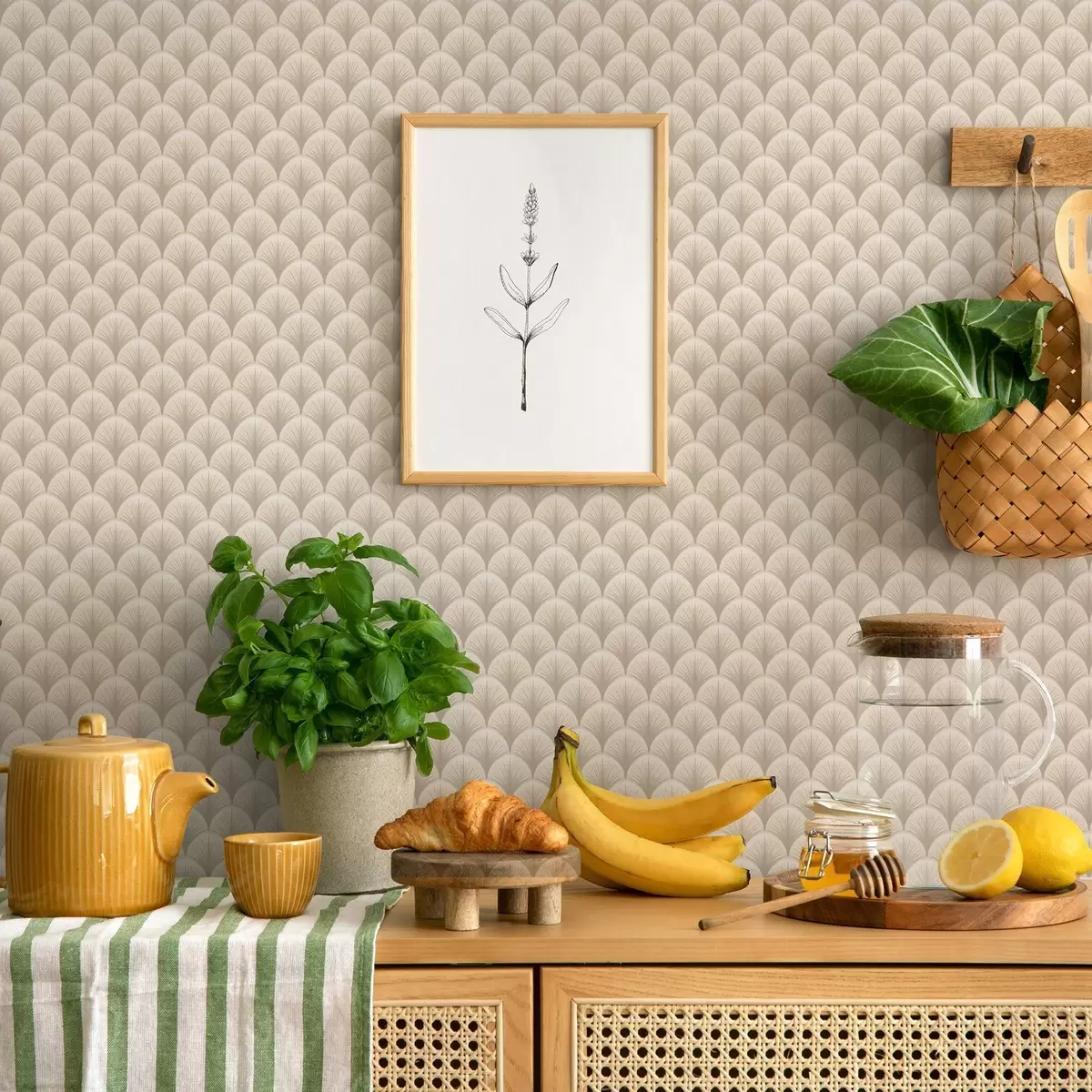 Behang Beige waaierbogen met fijne stralen op een lichte achtergrond a00978