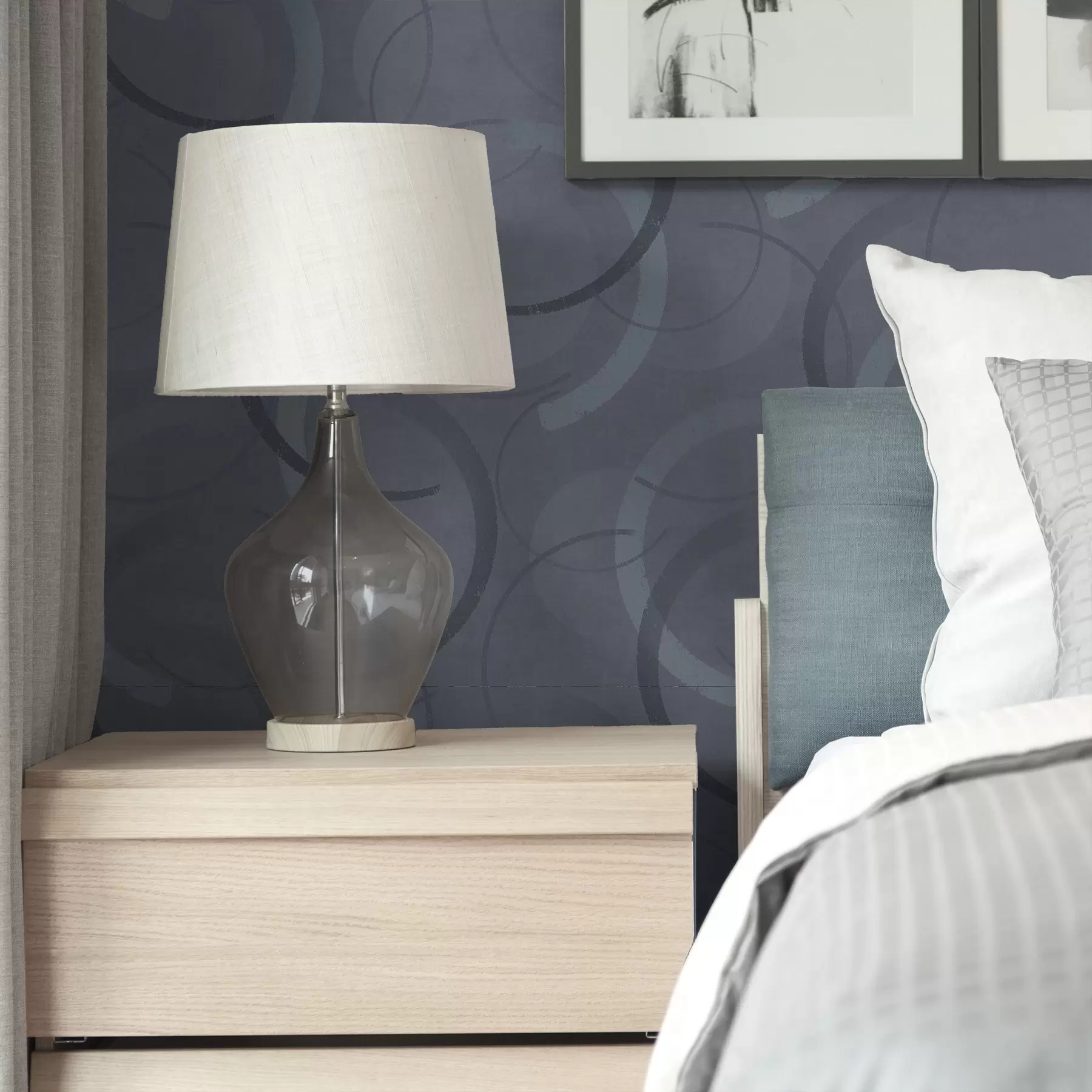 Fotobehang Halve cirkels en zachte cirkels in een koel grijsblauw kleurenpalet a00980