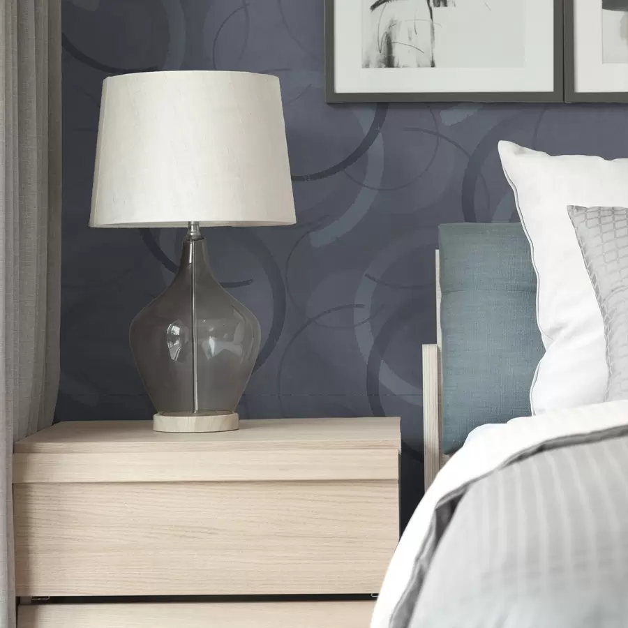 Fotobehang Halve cirkels en zachte cirkels in een koel grijsblauw kleurenpalet a00980