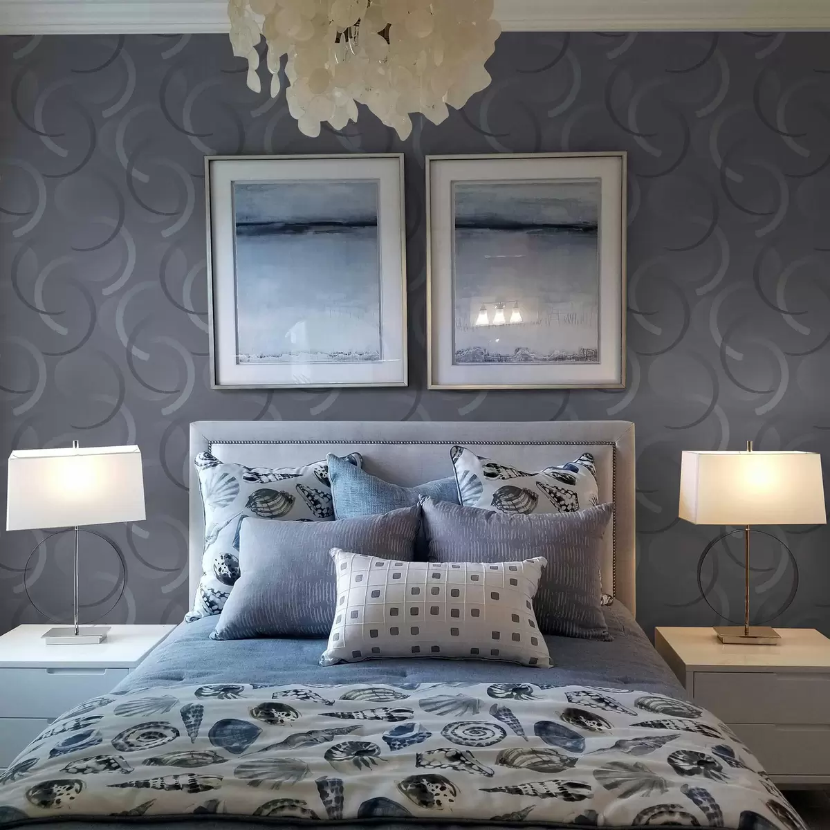 Behang Grijze halve cirkels en wazige cirkels op een gestructureerde achtergrond a00981