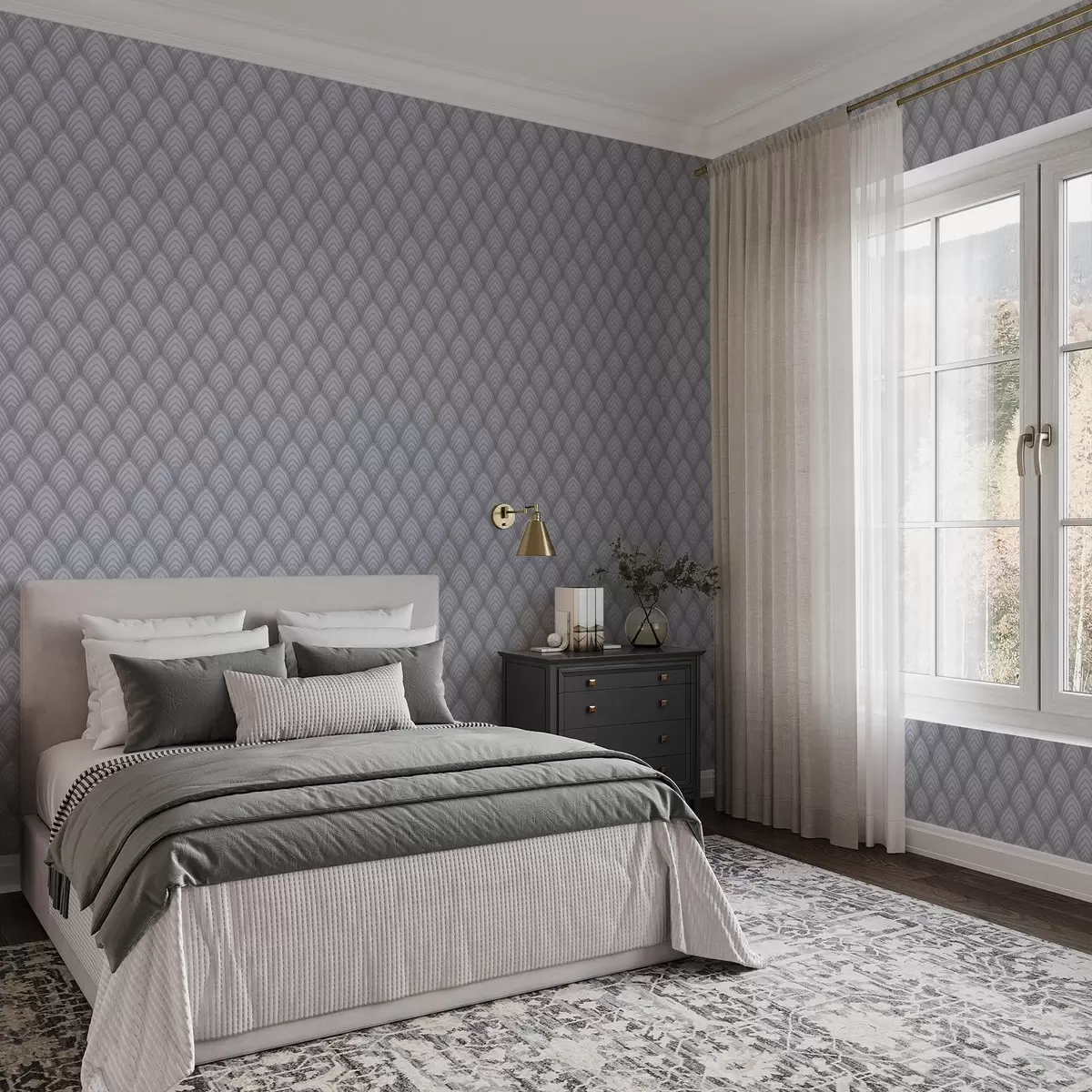 Behang Volumetrische grijsschaalachtige bogen met een zachte gradiënt a00989