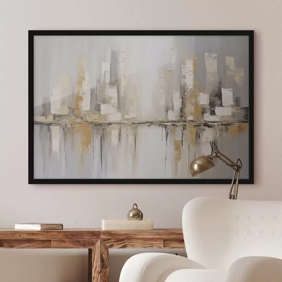 Fotobehang Abstracte imitatie van schilderkunst in de stad f46761