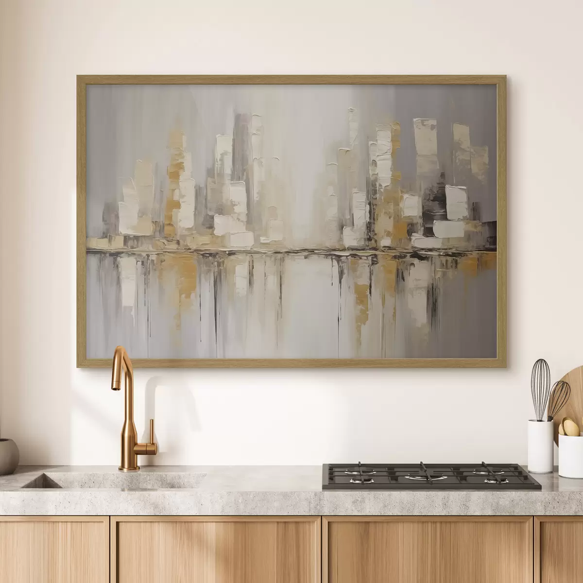 Poster Abstracte imitatie van schilderkunst in de stad f46761