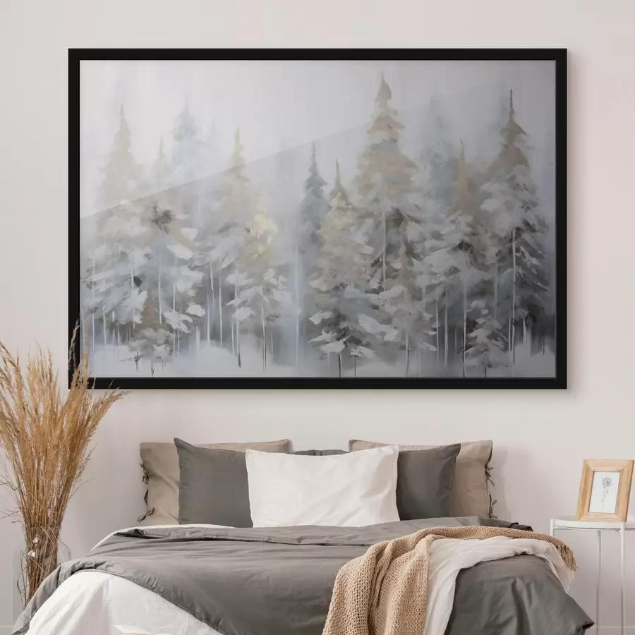 Fotobehang Winterbos imitatie schilderij f46762