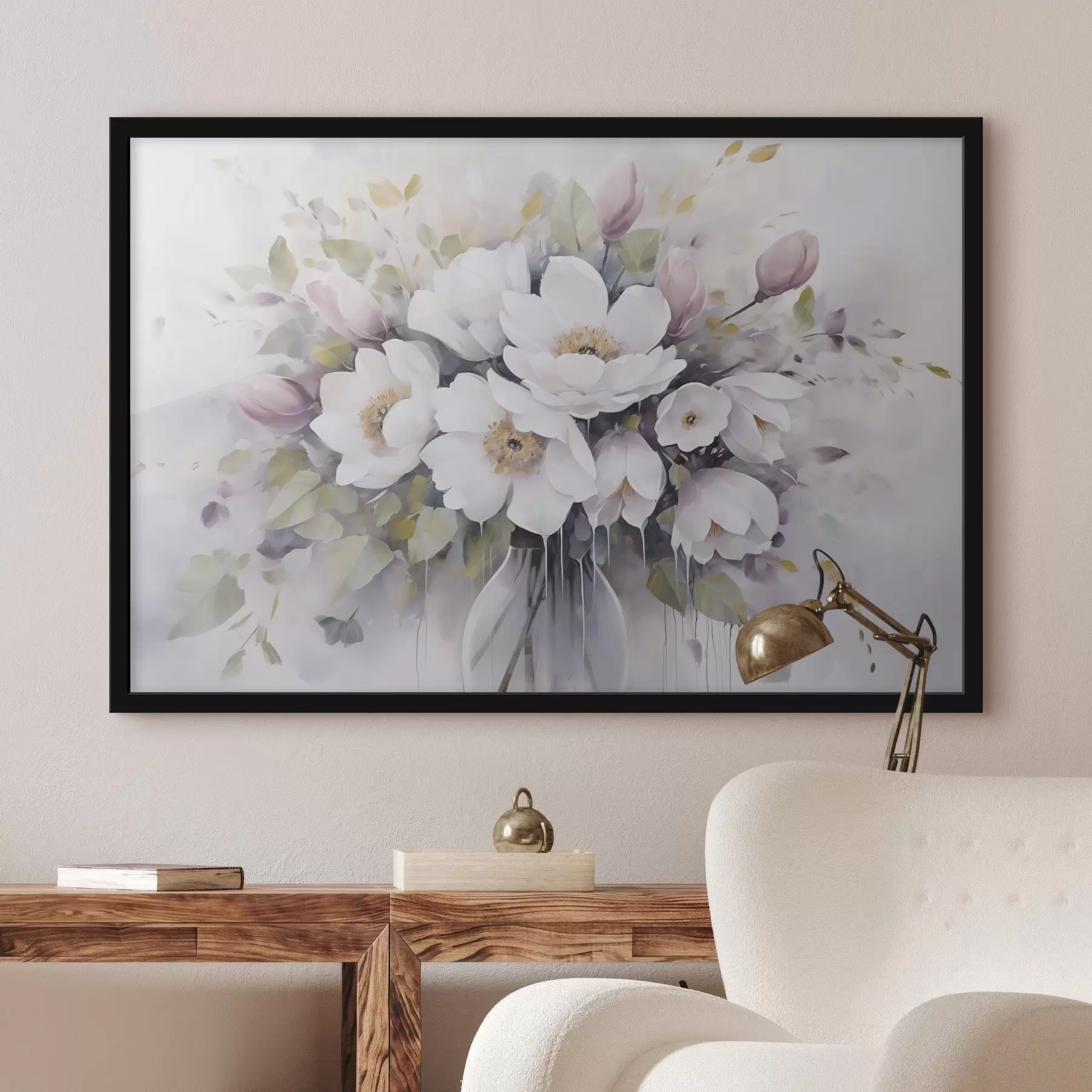 Fotobehang Bloemen in een vaas imitatie schilderij f46763
