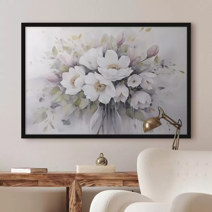 Fotobehang Bloemen in een vaas imitatie schilderij f46763