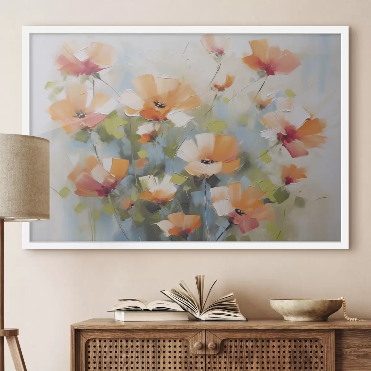 Poster Abstracte bloemen imitatie van schilderkunst f46764