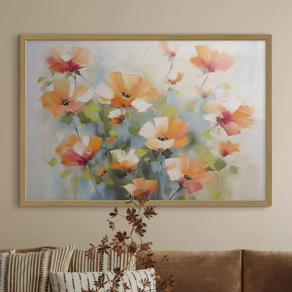 Poster Abstracte bloemen imitatie van schilderkunst f46764