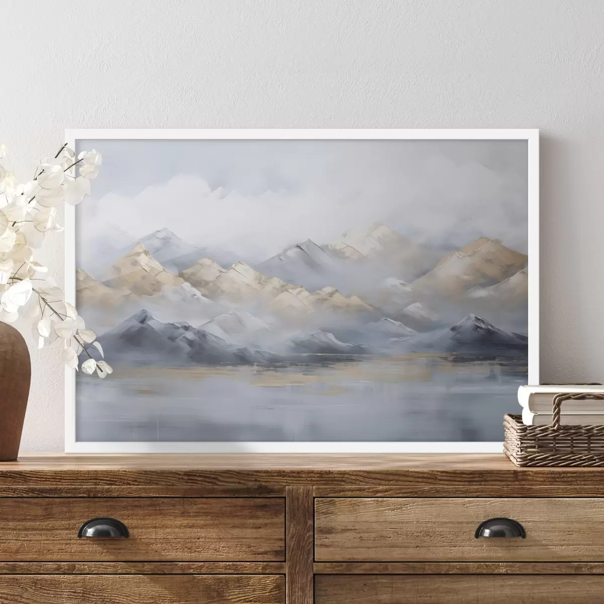 Poster Berglandschap imitatie van schilderij f46765