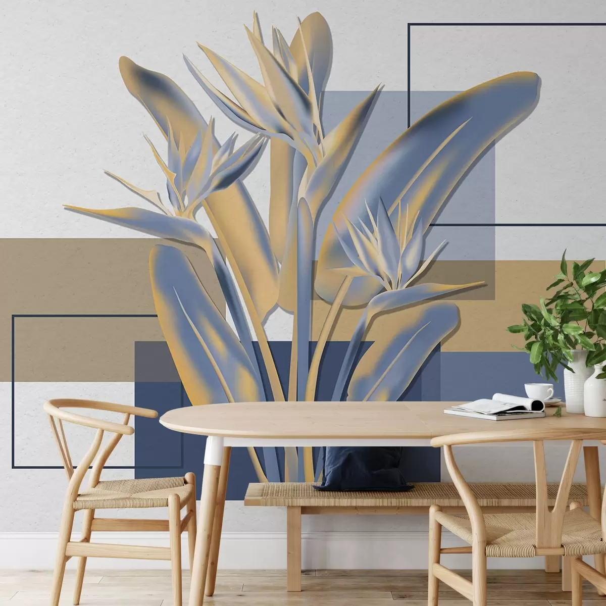 Fotobehang Strelitzia en geometria w04949v1