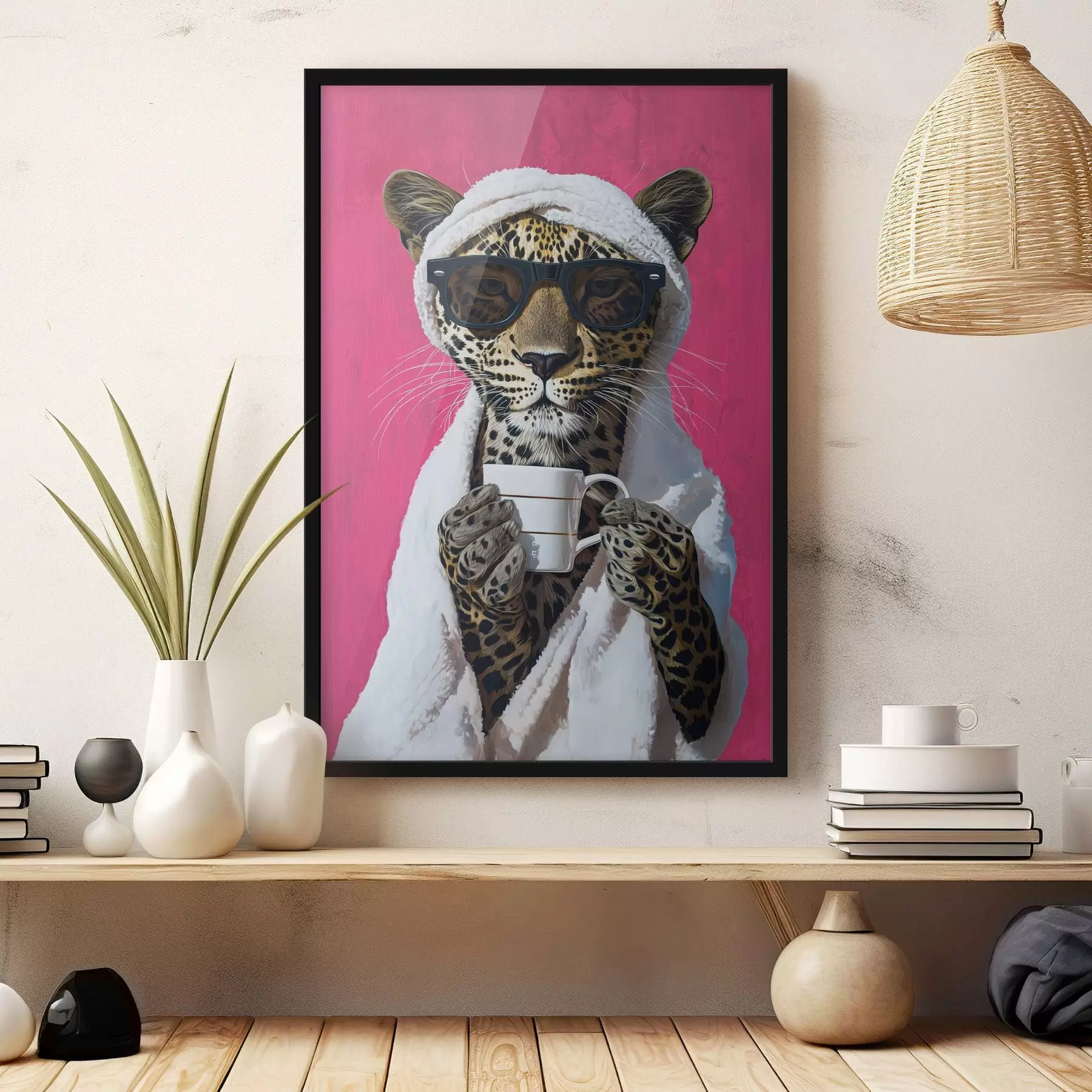 Fotobehang Cheetah met koffie f46791