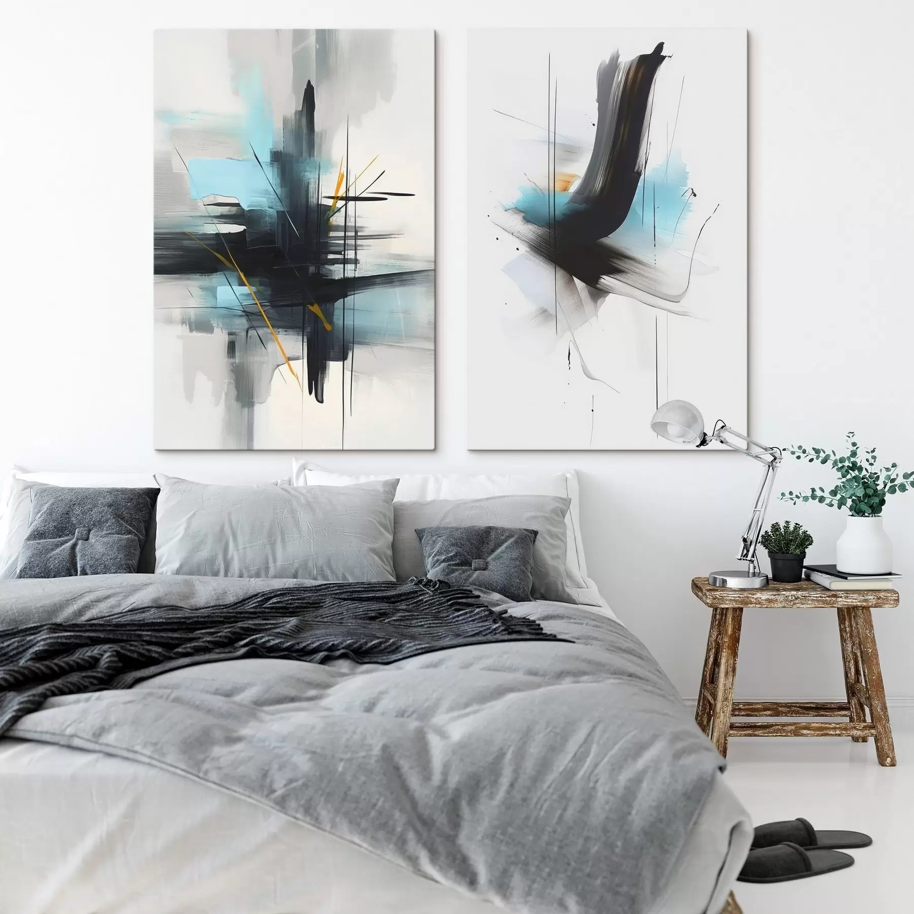  Schilderijen Abstractie met imitatie van spatten en penseelstreken m01037