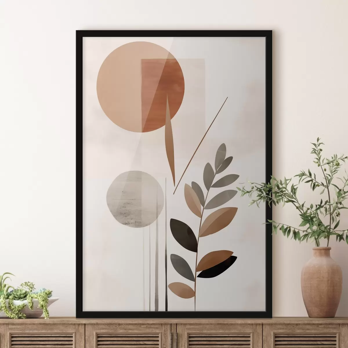 Poster Abstractie met een plant f46781