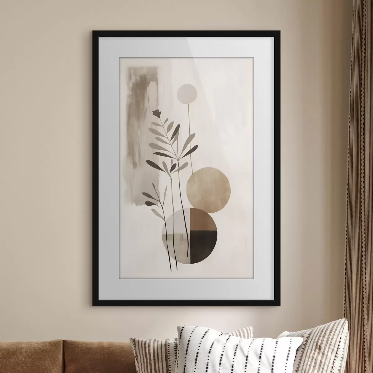 Poster Botanische studie in oker f46782