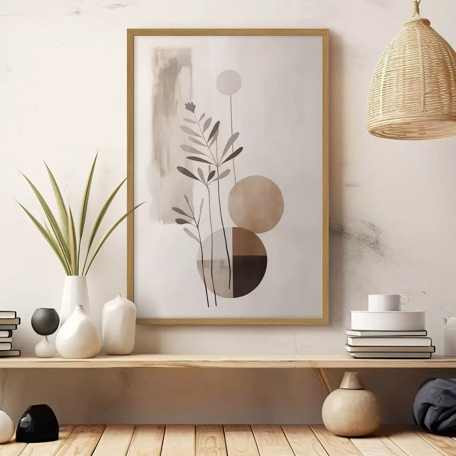 Fotobehang Botanische studie in oker f46782
